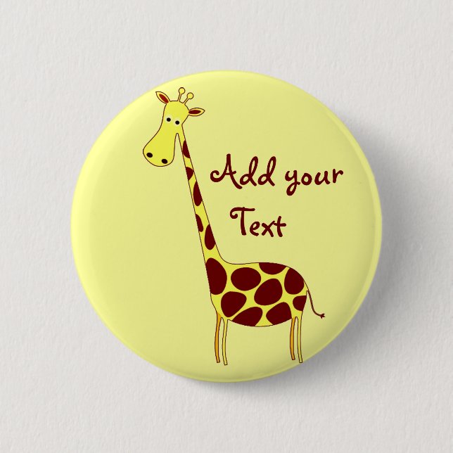 Customize It! Cute Giraffe Design Pinback Button (Front)