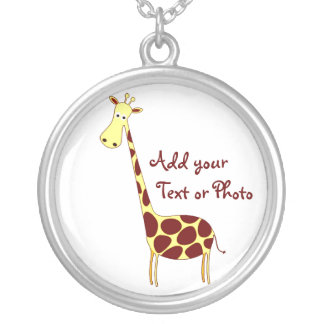 Customize It! Cute Giraffe Design Silver Plated Necklace