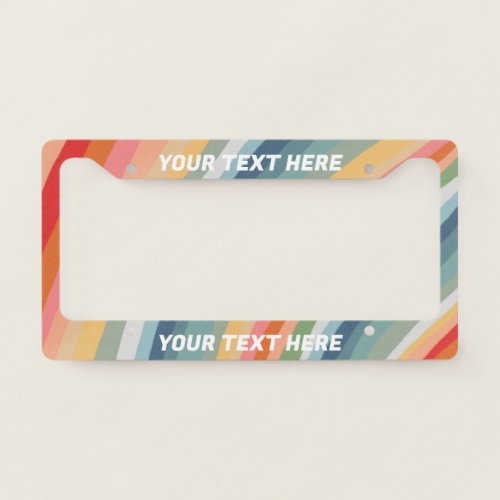 CUSTOMIZE IT Dusty Rainbow Stripes Boho Colorful License Plate Frame