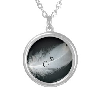 Customize It Fancy Monogram On Feather Necklace by GroceryGirlCooks at Zazzle