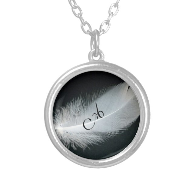Customize It Fancy Monogram on Feather Necklace (Front)