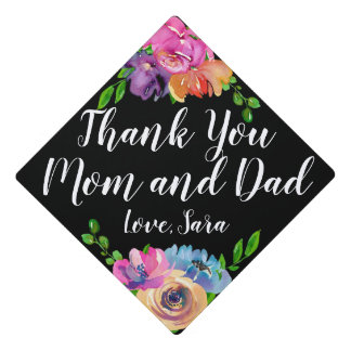 Customize it! Gratitude Watercolor Floral Graduation Cap Topper