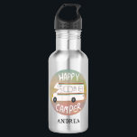 CUSTOMIZE IT Happy Camper Fun RV Sunset Motorhome Stainless Steel Water Bottle<br><div class="desc">Hey Happy Campers! 
 Hit the road with this sweet water bottle with a vintage retro camper. Customize it by adding your own text. Check my shop for more!</div>
