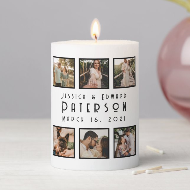 Customize It, Love Photos Modern Personalized Gift Pillar Candle (In Situ)