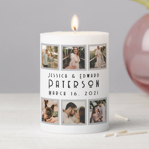 Customize It Love Photos Modern Personalized Gift Pillar Candle