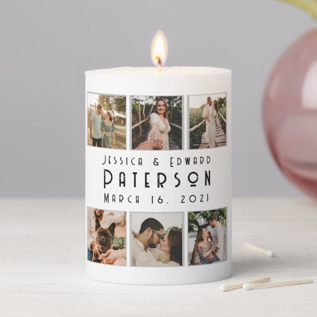 Customize It, Love Photos Modern Personalized Gift Pillar Candle (In Situ)