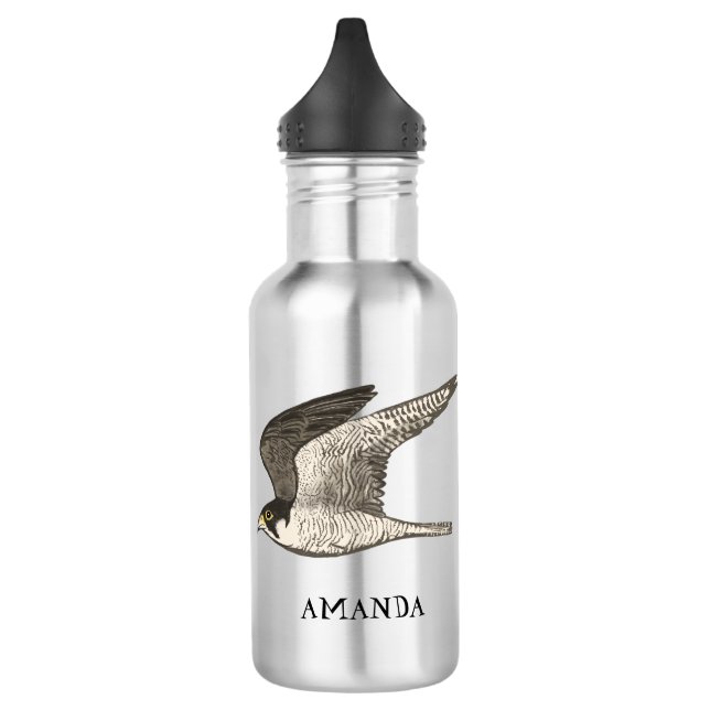 CUSTOMIZE IT Peregrine Falcon Flying Fierce Bird Stainless Steel Water Bottle (Left)