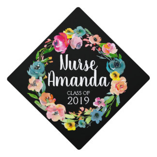 Customize it! Personalized Watercolor Floral Graduation Cap Topper