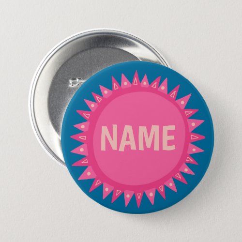 CUSTOMIZE IT Pink Blue Sunshine Name Tag  Button