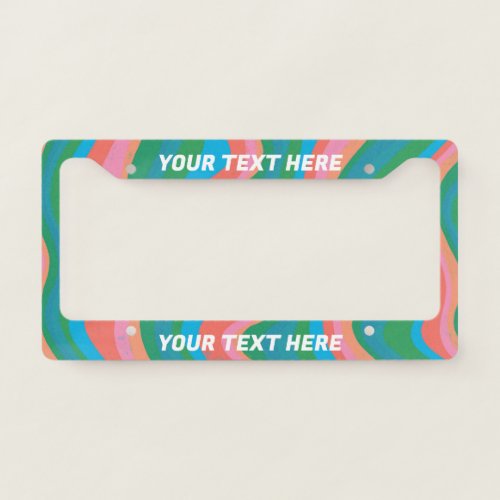 CUSTOMIZE IT Pink Green Blue Stripes Boho Colorful License Plate Frame