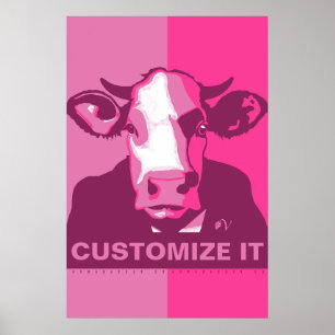 CUSTOMIZE IT Pink Pop Art Cow Poster