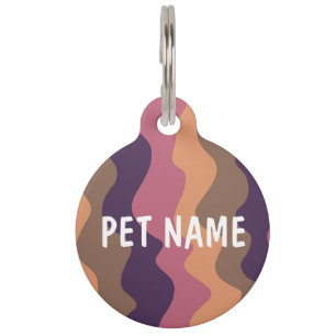CUSTOMIZE IT Pink Retro Curvy Stripes Colorful Fun Pet ID Tag