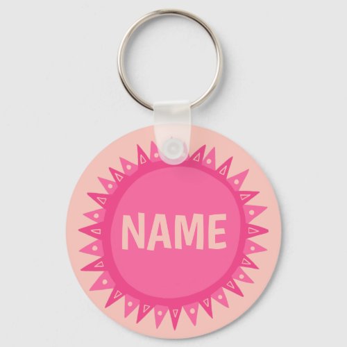 CUSTOMIZE IT Pink Sun Sunshine Name Tag  Keychain