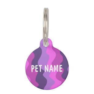 CUSTOMIZE IT Purple Curvy Stripes Colorful Fun Pet ID Tag