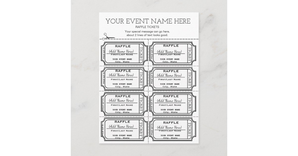 Customize It! Raffle Tickets Postcard | Zazzle