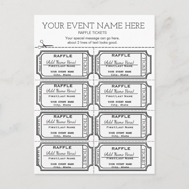Customize It! Raffle Tickets Postcard (Front)