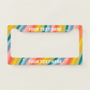 CUSTOMIZE IT Rainbow Curves Stripes Boho Colorful License Plate Frame