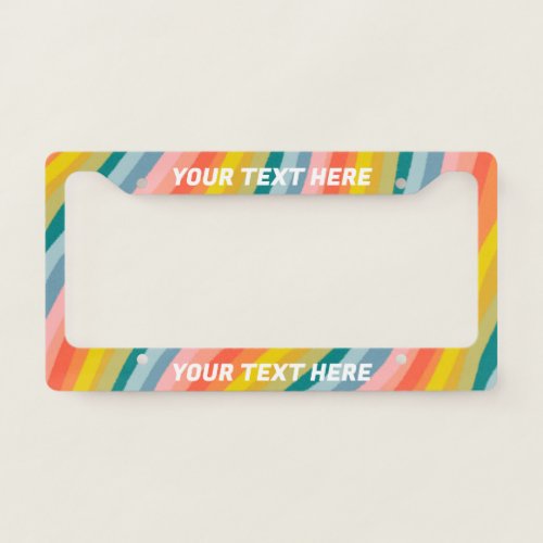 CUSTOMIZE IT Rainbow Curves Stripes Boho Colorful License Plate Frame