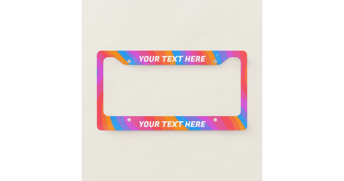 Tag Frame Curves CUSTOMIZE IT Rainbow Curves Stripes Boho Colorful License Plate Frame ...