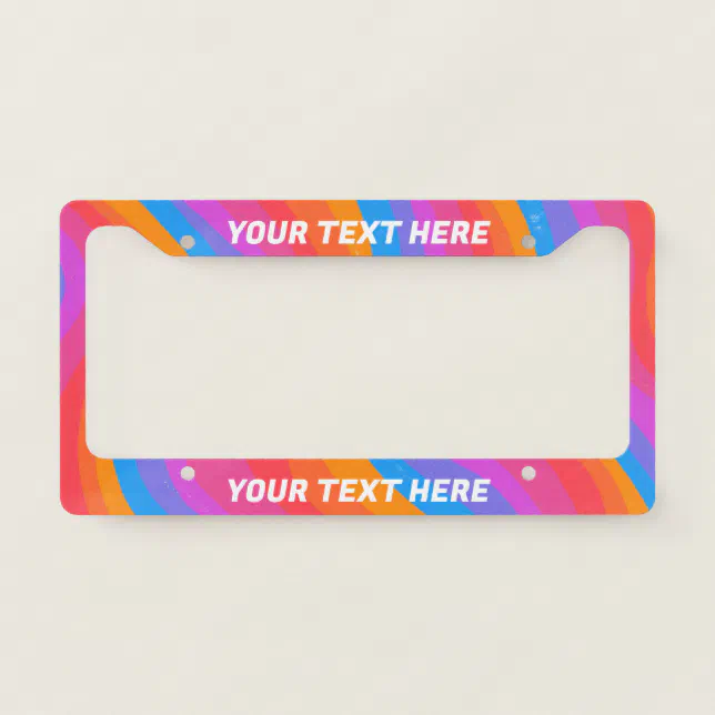 Tag Frame Curves CUSTOMIZE IT Rainbow Curves Stripes Boho Colorful License Plate Frame ...