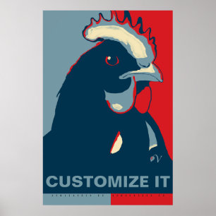 CUSTOMIZE IT Red White Blue Pop Art Chicken Poster