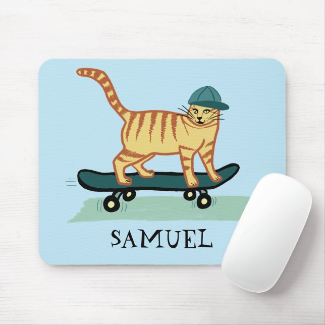 CUSTOMIZE IT Skateboarding Cat Mouse Pad (With Mouse)