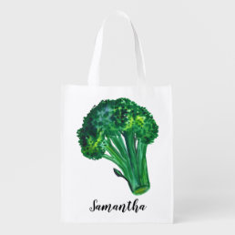 CUSTOMIZE IT Watercolor BROCCOLI Fresh Veggies Grocery Bag