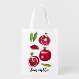 CUSTOMIZE IT Watercolor Pomegranates Fresh Fruits Grocery Bag