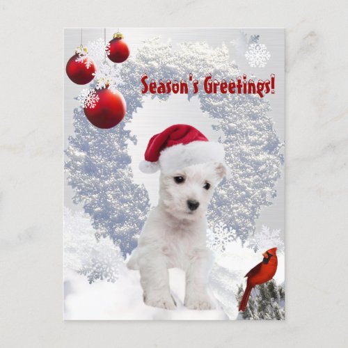 Customize It Westie Puppy Christmas Wish Postcard