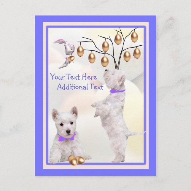 Customize It Westie Puppy Easter Post Card (Front)