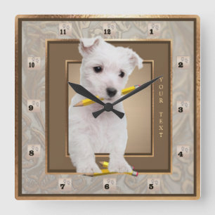 Customize It! Westie Puppy Ornate Gold Wall Clock