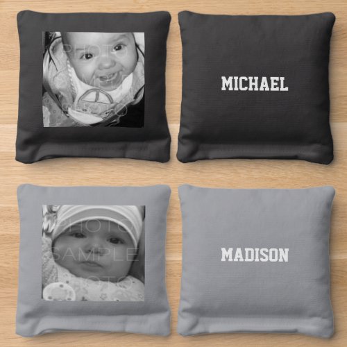 Customize it with Your black and white photos name Cornhole Bags