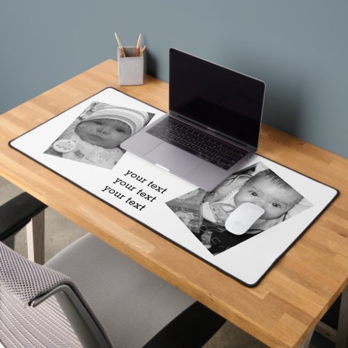 Customize it with Your black and white photos text Desk Mat