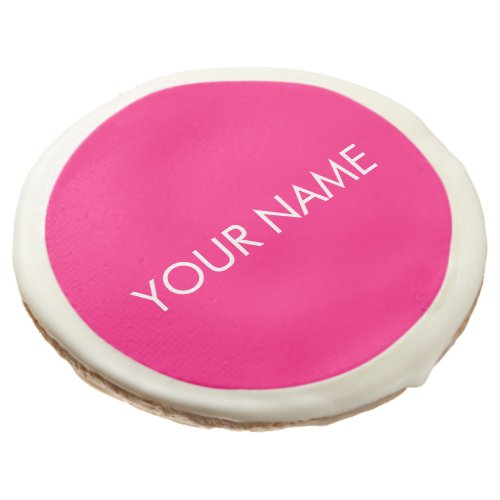 Customize it with your name text hot pink white sugar cookie