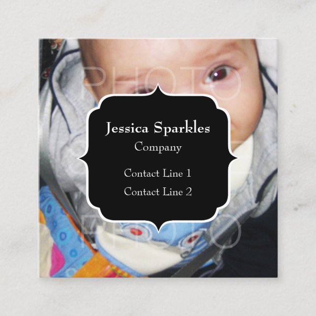Customize it with Your photo and Monogram Square Business Card (Front)