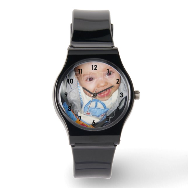 Customize it with Your photo black numbers Watch (Front)