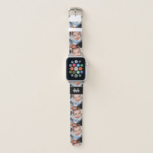 Customize it with Your photo pattern Monogram Apple Watch Band (Front)