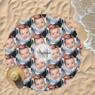 Customize it with Your photo pattern Monogram Beach Towel