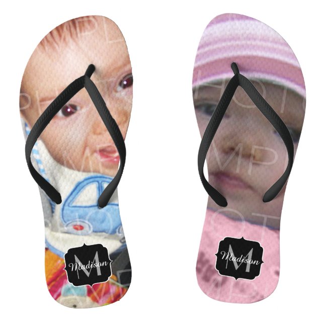 Customize it with Your photos Monogram Flip Flops (Footbed)