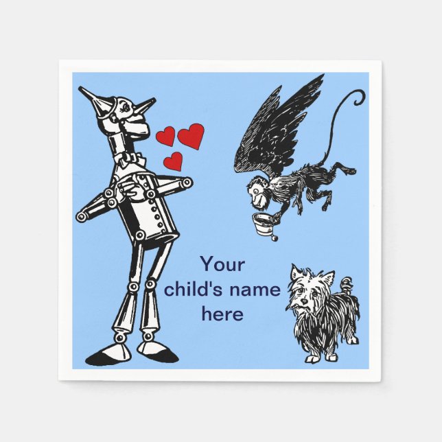 Customize it: Wizard of Oz, Tin Man, Toto Monkey Paper Napkins (Front)