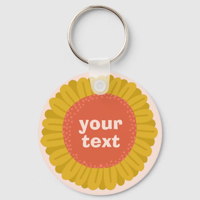 CUSTOMIZE IT Yellow Daisy Sunflower Name Tag  Keychain (Front)