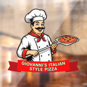 Customize Italian Chef Style Pizza Promotional Window Cling