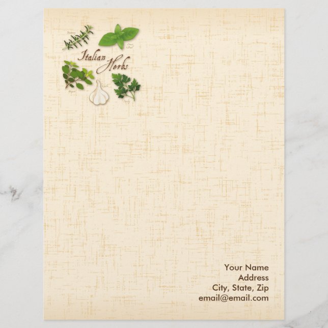 Customize Italian Herbs Stationery Paper (Front)
