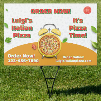 Customize Italian Pizza Shop Business Pizza Time Sign