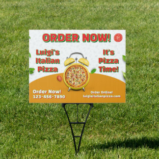 Customize Italian Pizza Shop Business Pizza Time Sign