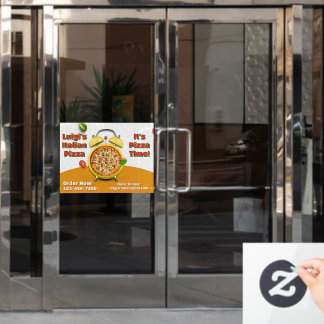 Customize Italian Pizza Shop Business Pizza Time Window Cling