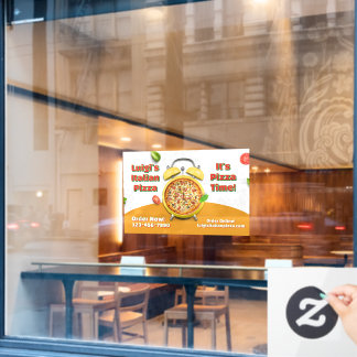 Customize Italian Pizza Shop Business Pizza Time Window Cling