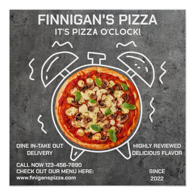 Customize Its Pizza O Clock Pizza Restaurant  Poster (Front)