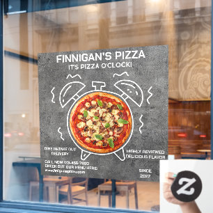 Customize Its Pizza O Clock Pizza Restaurant  Window Cling