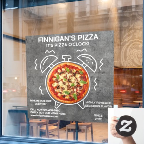 Customize Its Pizza O Clock Pizza Restaurant  Window Cling